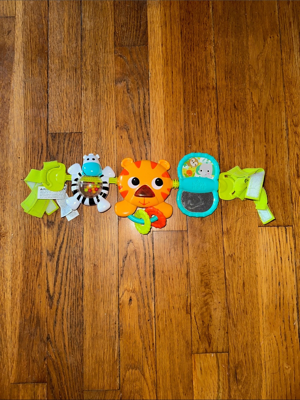 Bright Animal Stroller or car seat Toy Bar with Tiger, Zebra & Mirror